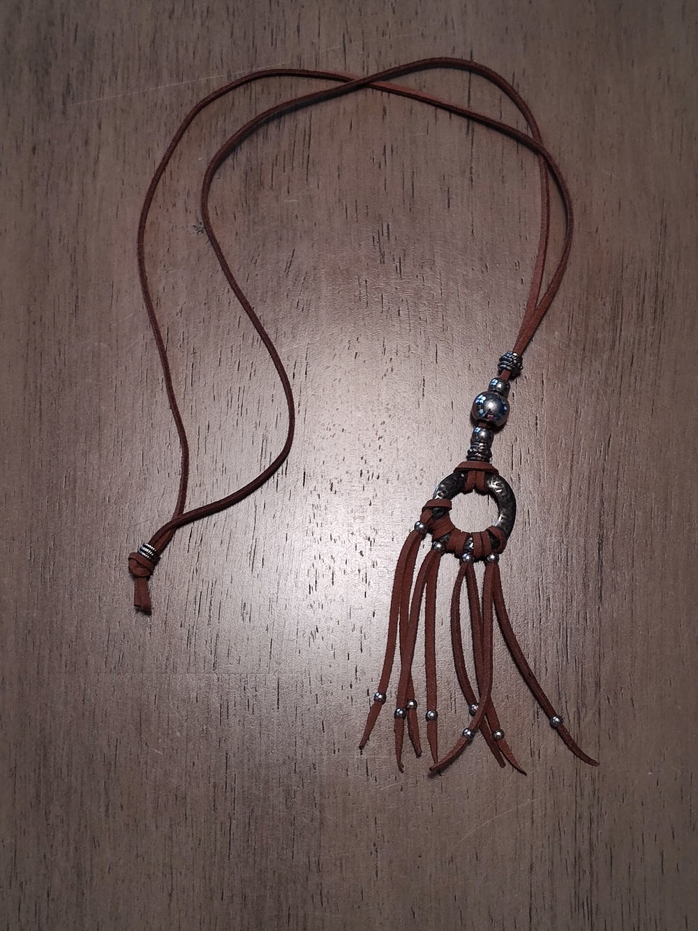 Brown Leather Tassel Pendant Necklace - Unbranded